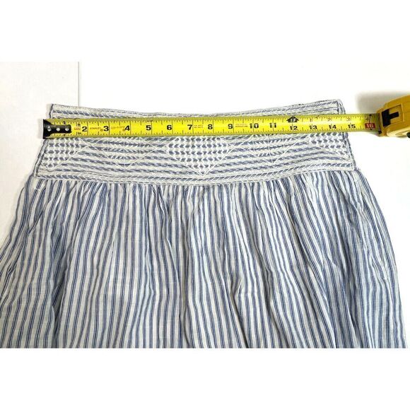 Swildens White Blue Striped A Line Skirt Size 38 Medium Elastic Waist Pocket - Picture 8 of 11